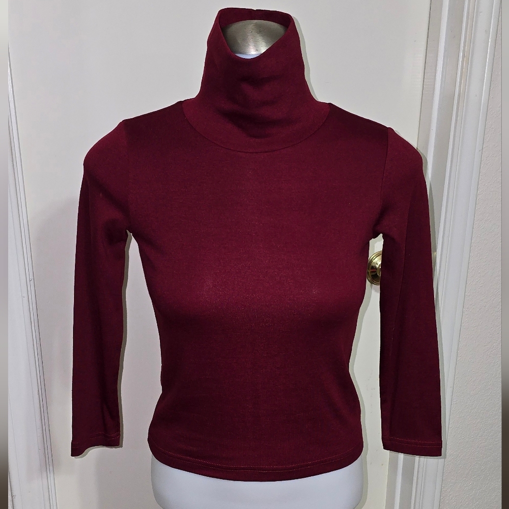 #G025  Women's Burgundy Turtleneck Sweater
